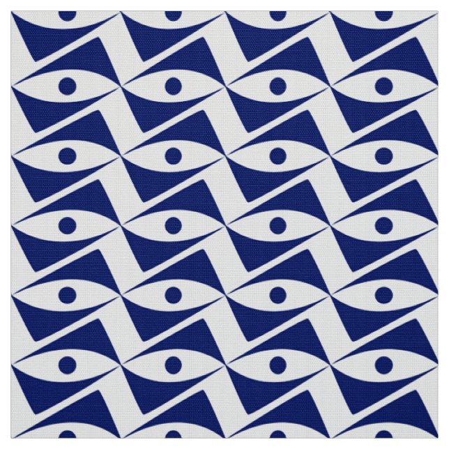 Mid-Century Delta Wings - navy and white Fabric (Swatch)