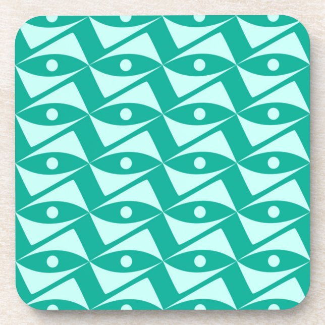 Mid-Century Delta Wings - turquoise & aqua Coaster (Front)