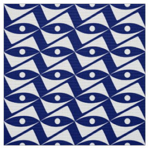 Mid-Century Delta Wings - white and navy Fabric