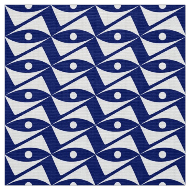 Mid-Century Delta Wings - white and navy Fabric (Swatch)