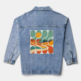Mid Century Desert Landscape Modern Art Denim Jacket
