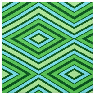 Mid Century Diamond Pattern Jade Green and Aqua   Fabric