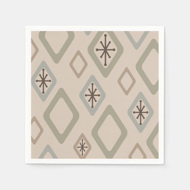 Mid Century Diamonds Soft Neutrals Napkin (Front)