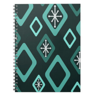 Mid Century Diamonds Teal Notebook