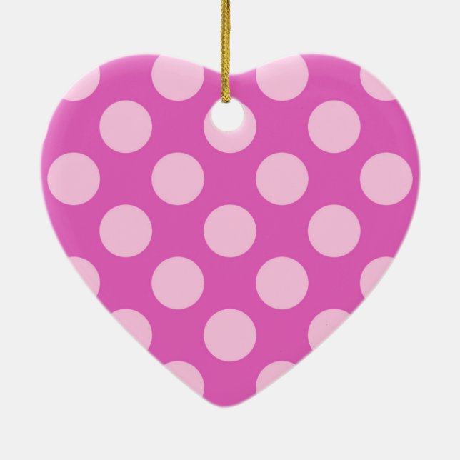 Mid-Century dots - fuchsia pink and coral Ceramic Tree Decoration (Back)