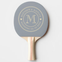 Mid-Century Dove Grey Wedding Monogram Heart