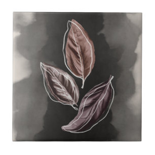 Mid-century Earthtone Fall Leaves Tile
