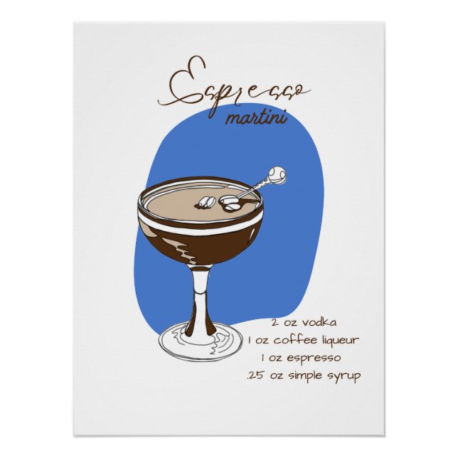 Mid-Century Espresso Martini Bar Art Poster (Front)