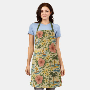 Mid Century Faded Hawaiian Shirt Print Apron