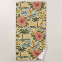 Mid Century Faded Hawaiian Shirt Print