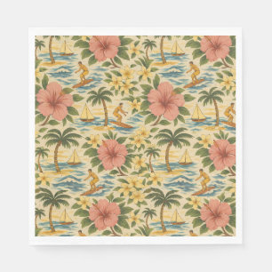 Mid Century Faded Hawaiian Shirt Print Napkin