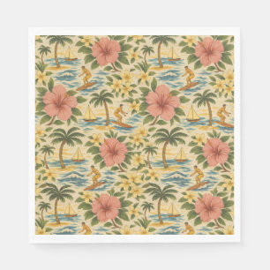 Mid Century Faded Hawaiian Shirt Print Napkin