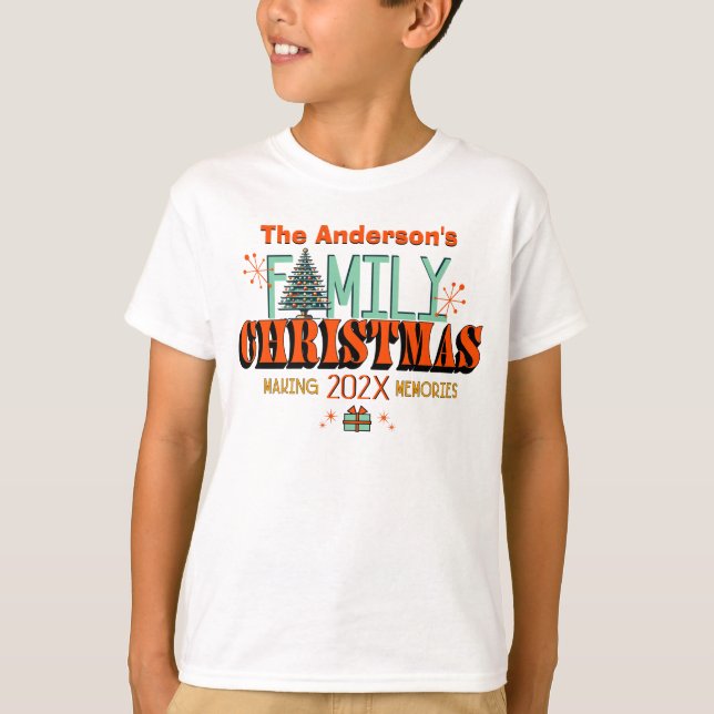 Mid Century Family Christmas T-Shirt (Front)