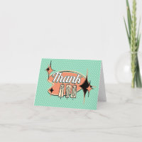 Mid-Century Fifties Folded Thank You Card