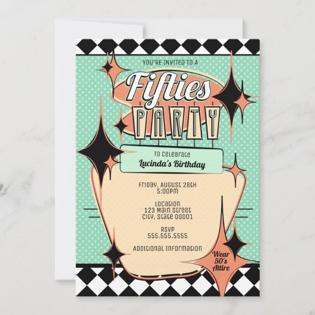 Mid-Century Fifties Party Invitation (Front)