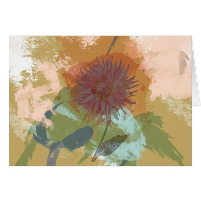 Mid Century Floral Abstract Blush Mint Green Gold (Front Horizontal)
