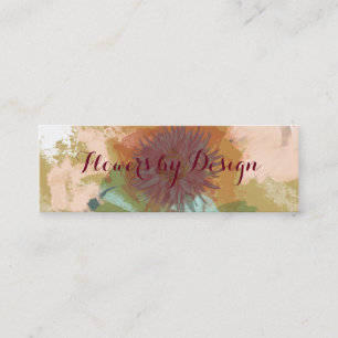 Mid Century Floral Abstract Blush Mint Green Gold Mini Business Card