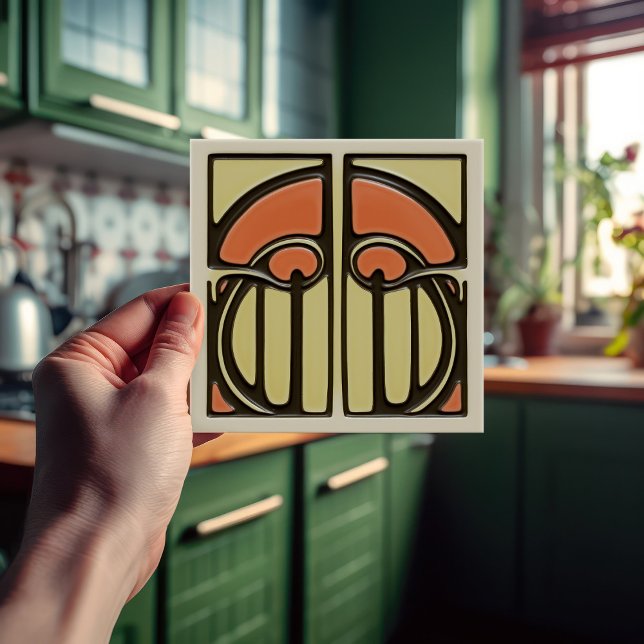 Mid-Century Floral Symmetry Arts Crafts Movement Tile (Creator Uploaded)