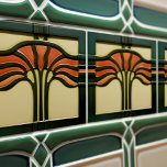 Mid-Century Flower Symmetry Arts Crafts Movement Tile<br><div class="desc">This exquisite mid-century modern ceramic tile is a loving homage to the time-honoured Arts and Crafts movement. Expertly crafted in our Barcelona workshop, it features abstract symmetrical shapes and imitates the captivating allure of mid-century modern faux relief tiles. The symmetrical designs echo a harmonious balance, the ideal expression of abstract...</div>