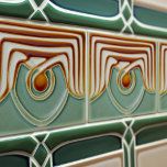 Mid-Century Flower Symmetry Arts Crafts Movement Tile<br><div class="desc">This exquisite mid-century modern ceramic tile is a loving homage to the time-honoured Arts and Crafts movement. Expertly crafted in our Barcelona workshop, it features abstract symmetrical shapes and imitates the captivating allure of mid-century modern faux relief tiles. The symmetrical designs echo a harmonious balance, the ideal expression of abstract...</div>