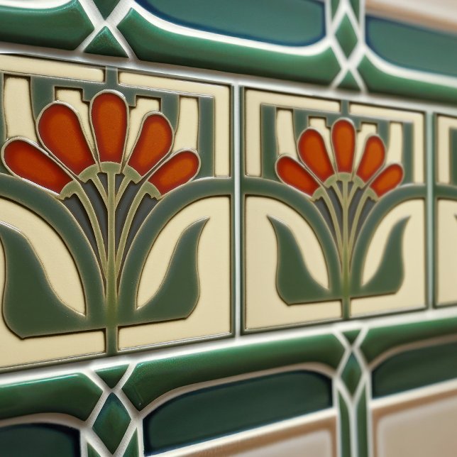 Mid-Century Flower Symmetry Arts Crafts Movement Tile (Creator Uploaded)