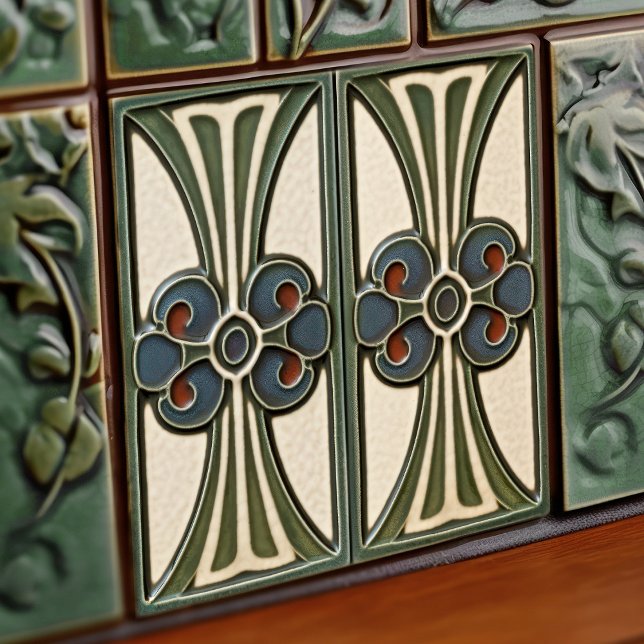 Mid-Century Flower Symmetry Arts Crafts Movement Tile (Creator Uploaded)