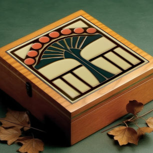 Mid-Century Flower Symmetry Arts Crafts Movement Tile