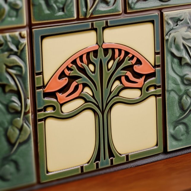 Mid-Century Flower Symmetry Arts Crafts Movement Tile (Creator Uploaded)