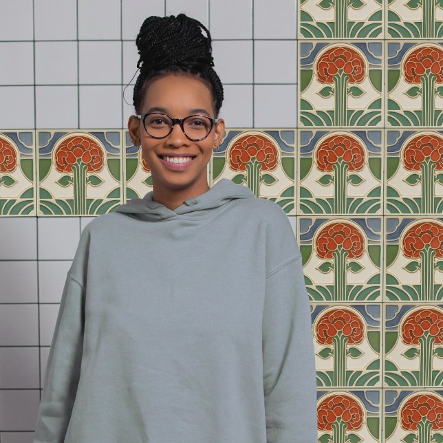 Mid-Century Flower Symmetry Arts Crafts Movement Tile (Creator Uploaded)