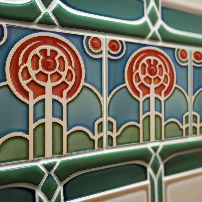 Mid-Century Flower Symmetry Arts Crafts Movement Tile (Creator Uploaded)