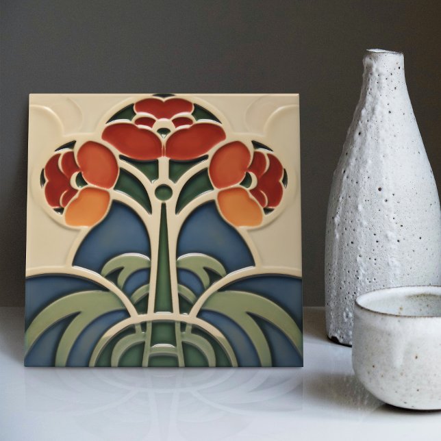 Mid-Century Flower Symmetry Arts Crafts Movement Tile (Creator Uploaded)