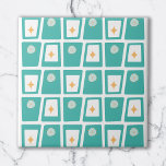 Mid Century Funky Blocks 2 Aqua, Teal and Orange Tile<br><div class="desc">Take a trip back in time with this design with blocks and stars inspired by the Mid-Century and Atomic Era. Perfect for those who love retro and vintage style. It is also a great gift for Birthdays and Christmas.</div>