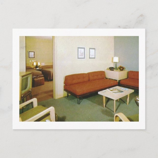 Mid-Century Furniture Room Interior Retro Postcard (Front)