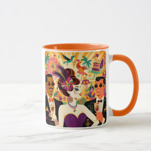 Mid Century Futuristic Mardi Gras Cocktail Party Mug