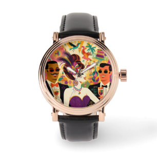 Mid Century Futuristic Mardi Gras Cocktail Party Watch