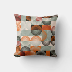 Mid-century geometric, abstract colourful pattern. cushion