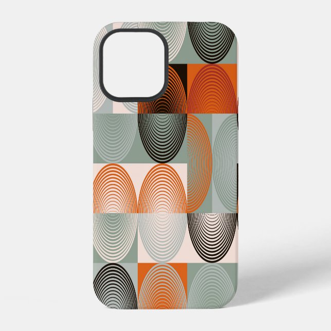 Mid-century geometric, abstract colourful pattern. iPhone case (Back)