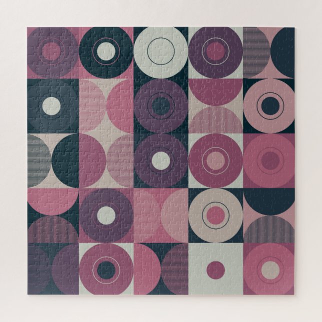 Mid-century geometric: abstract colourful pattern jigsaw puzzle (Vertical)