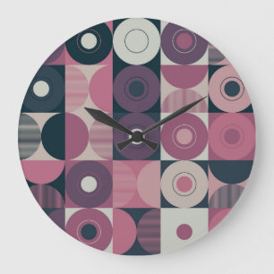 Mid-century geometric: abstract colourful pattern large clock