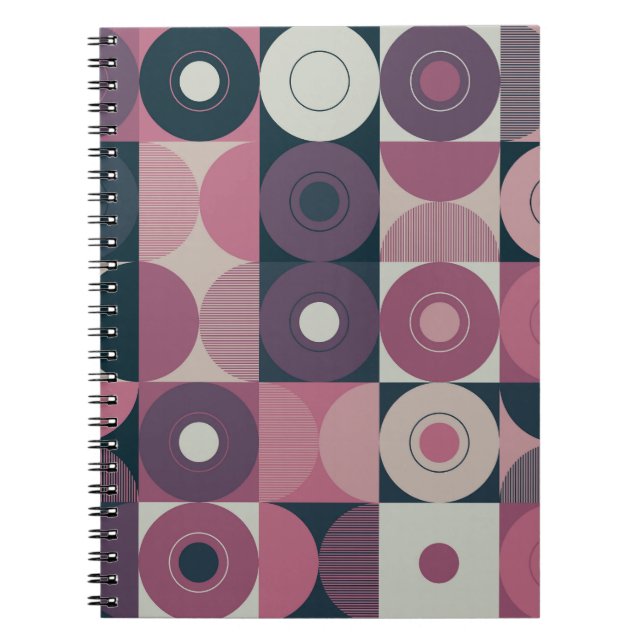 Mid-century geometric: abstract colourful pattern notebook (Front)