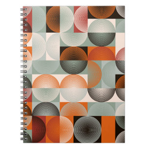 Mid-century geometric, abstract colourful pattern. notebook