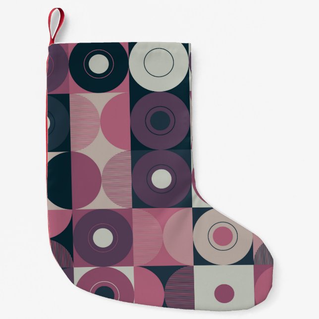 Mid-century geometric: abstract colourful pattern small christmas stocking (Front)