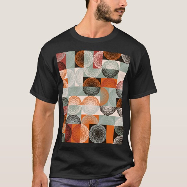 Mid-century geometric, abstract colourful pattern. T-Shirt (Front)