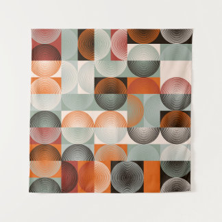 Mid-century geometric, abstract colourful pattern. tapestry