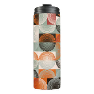 Mid-century geometric, abstract colourful pattern. thermal tumbler