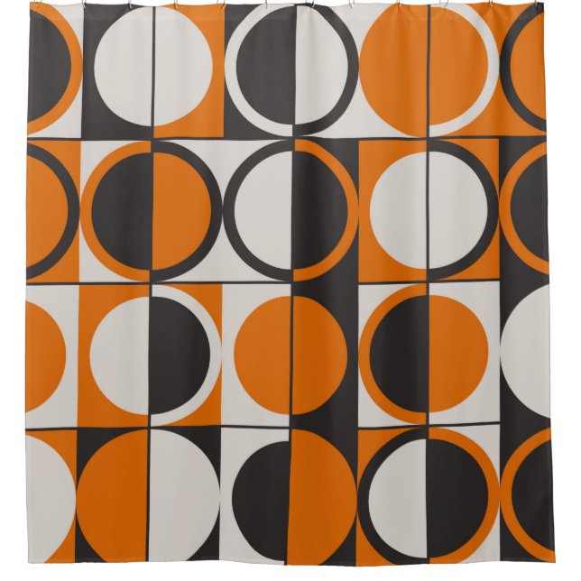 Mid-century geometric abstract pattern with simple shower curtain (Front)