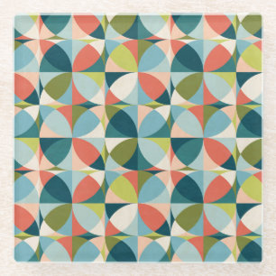 Mid-Century Geometric, Abstract Seamless Design. Glass Coaster