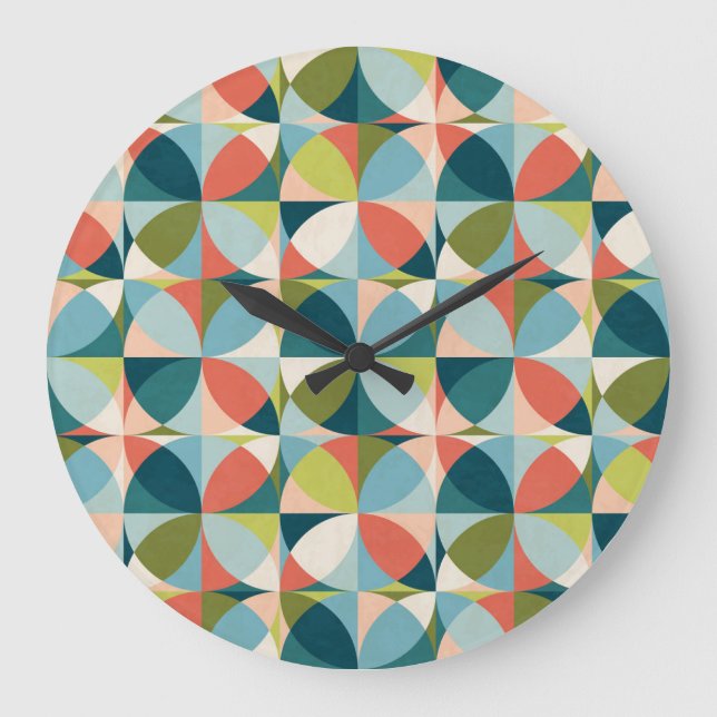 Mid-Century Geometric, Abstract Seamless Design. Large Clock (Front)