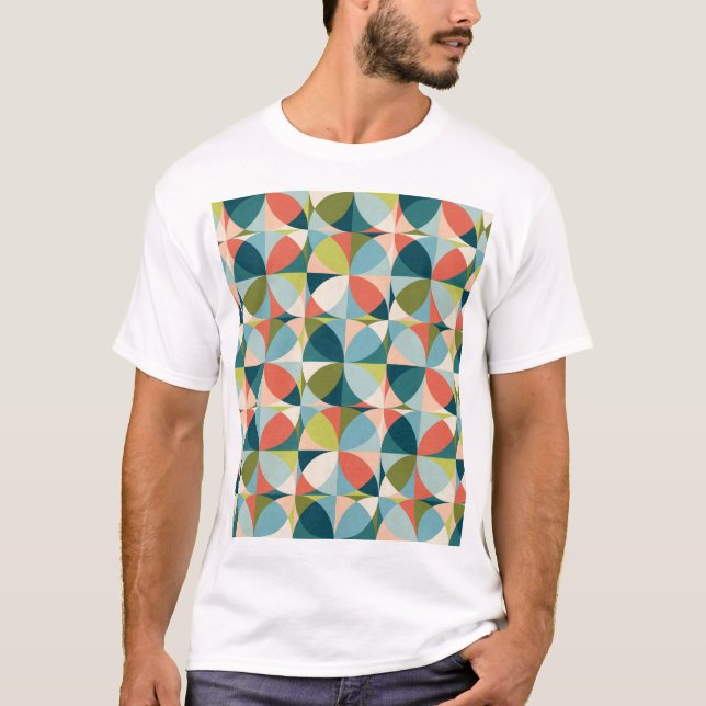 Mid-Century Geometric, Abstract Seamless Design. T-Shirt (Front)