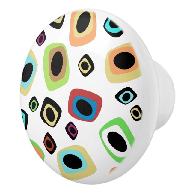 Mid-Century Geometric Ceramic Knob (Right)
